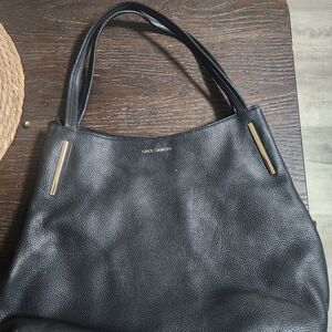Vince Camuto Black Pebbled Leather Shoulder Bag